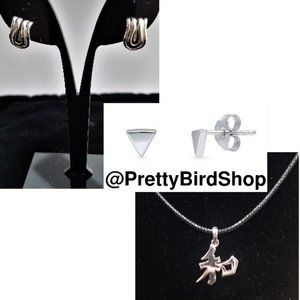 SET of 3 earrings pendant Sterling silver 925 NEW charm posts handcrafted